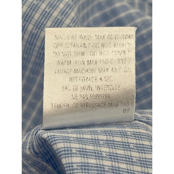 Ermenegildo Zegna Mens Blue & White Striped Button-Up‎ Dress Shirt 46x16.5 - Picture 9 of 10